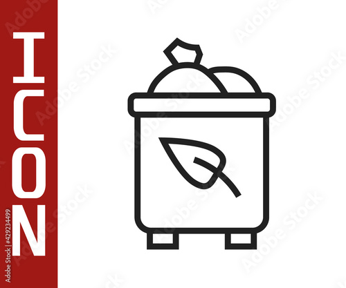 Black line Recycle bin with recycle symbol icon isolated on white background. Trash can icon. Garbage bin sign. Recycle basket. Vector