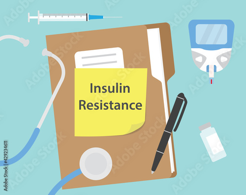 insulin resistance written on patient files - vector illustration- vector illustration