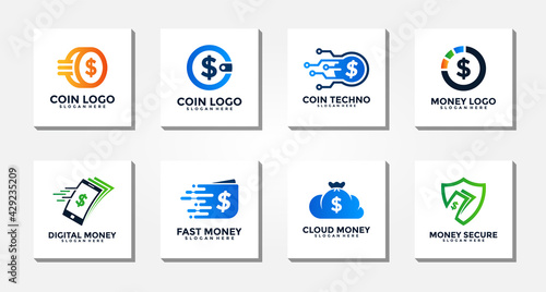 Dollar logo collection. Money and coin logo. Concept of economic business, earning, payment, etc.