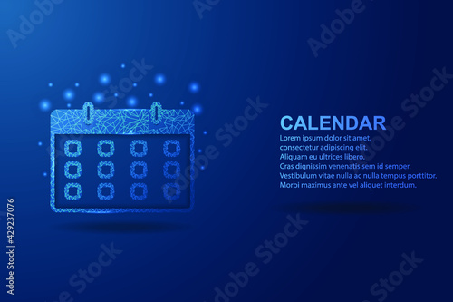 calendar icon. Modern 3d graphics concept. Low poly style design. Abstract geometric background. Isolated vector illustrations.