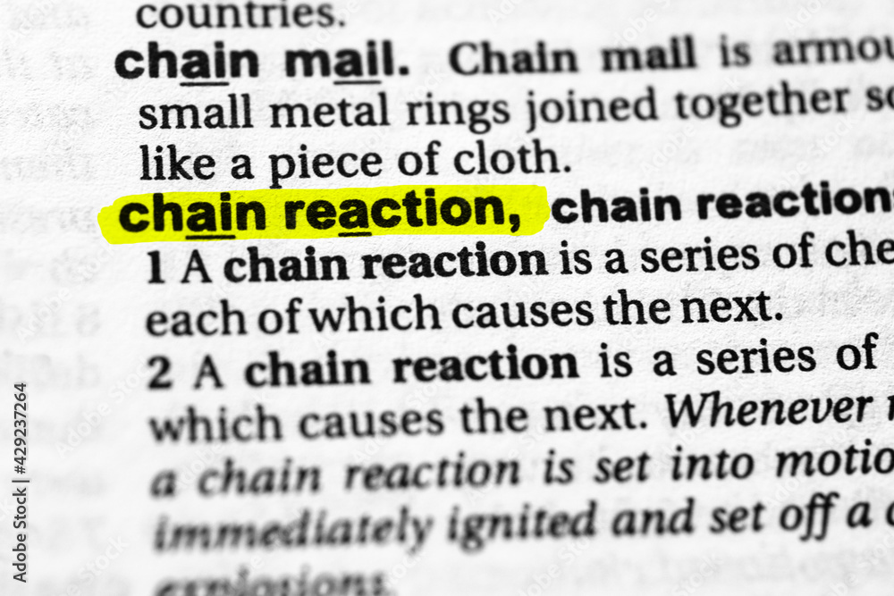 Highlighted word chain reaction concept and meaning Highlighted word chain reaction concept and meaning