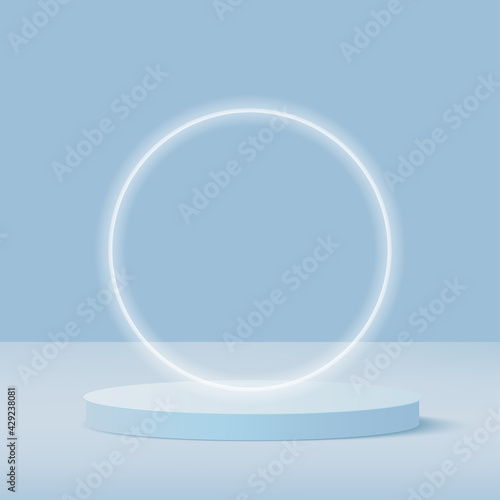 Abstract background with blue color geometric 3d podiums. Vector illustration