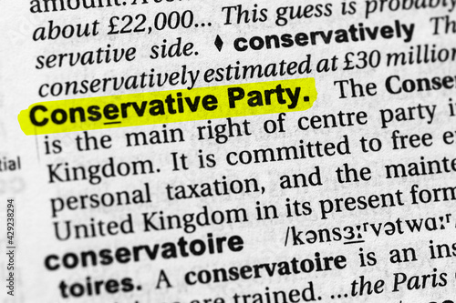 Bilde på lerret Highlighted word conservative party concept and meaning.