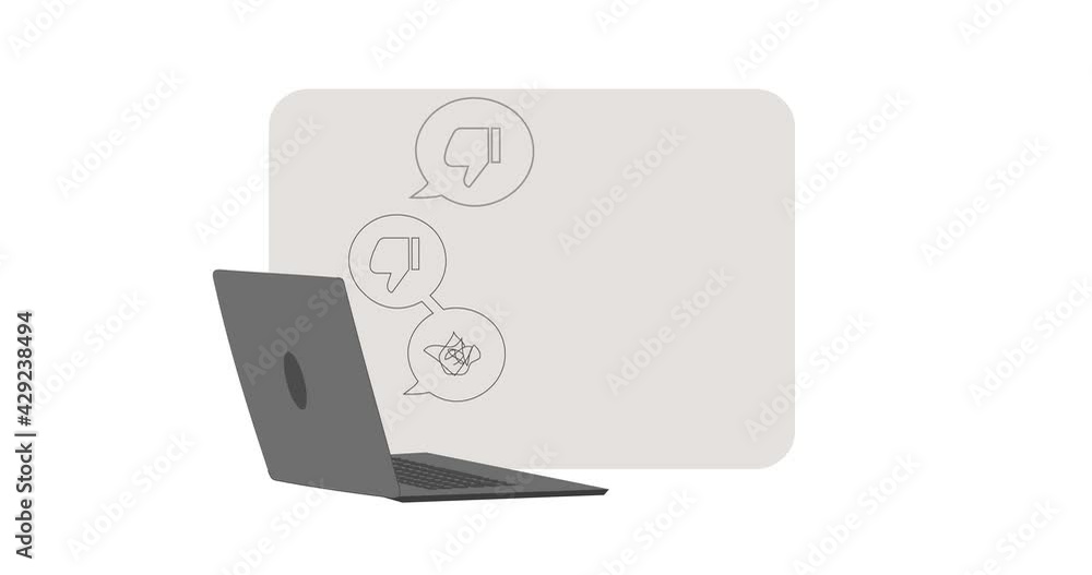 cyberbullying messages from laptop. Concept of ridicule and hate people from the internet . Animation of vector illustration. Cartoon flat design modern style cyberbullying messages from laptop. Concept of ridicule and hate people from the internet . Animation of vector illustration. Cartoon flat design modern style