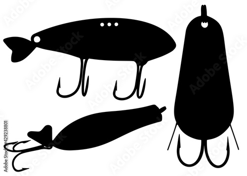 Fishing tackle for catching a predator in a set. Vector image.