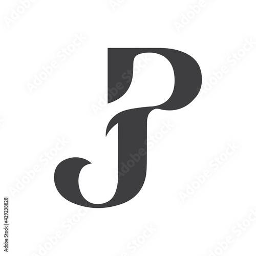 Creative abstract letter pj logo design. Linked letter jp logo design.
