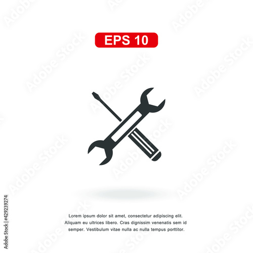 web icon wrench and screwdriver sign isolated on white background. Simple vector illustration.