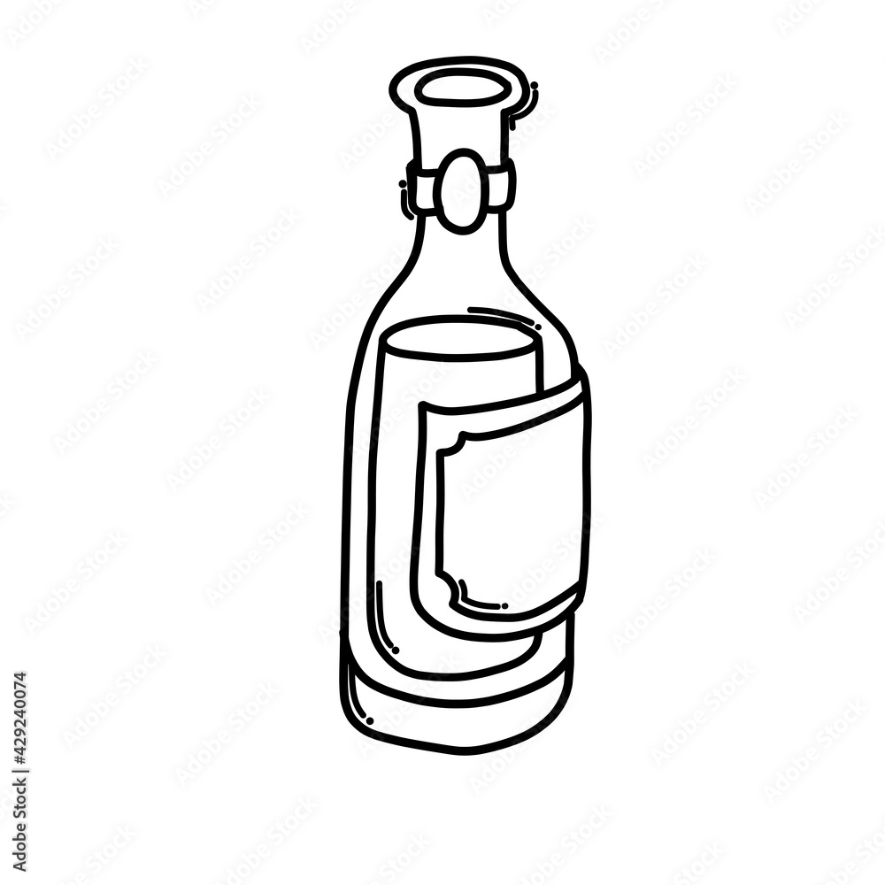 Alcohol bottle Doodle vector icon. Drawing sketch illustration hand drawn cartoon line eps10 Alcohol bottle Doodle vector icon. Drawing sketch illustration hand drawn cartoon line eps10
