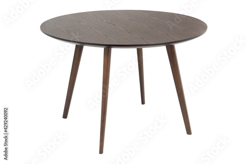 Wooden round brown table isolated