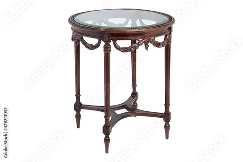 Wooden glass brown table isolated