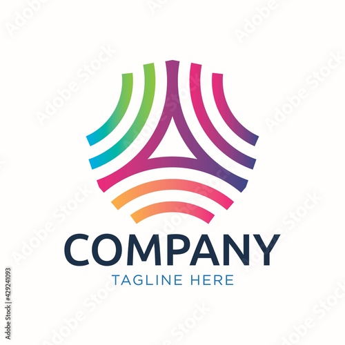 abstract colorful triangle logo design 