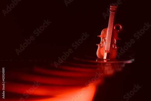 violin on red background