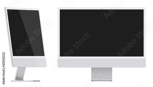  New Design of Computer display with empty screen isolated on white background