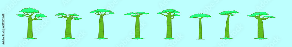 set of africa tree cartoon icon design template with various models. vector illustration isolated on purple background set of africa tree cartoon icon design template with various models. vector illustration isolated on purple background