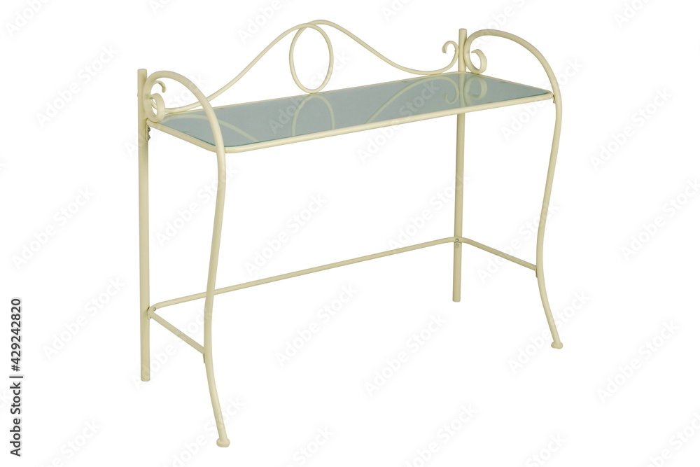 white metal glass table isolated white metal glass table isolated