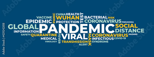 PANDEMIC word cloud isolated. Vector illustration.
