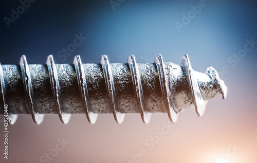 Obraz na plátně Close up view of screw tip with thread