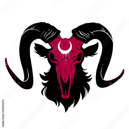 goat red skull with black horns