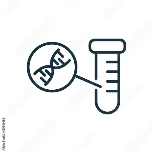DNA Molecule in Test Tube line icon. Scientist or Laboratory Test Tube with DNA Molecule. Science Research concept. Editable stroke. Vector illustration