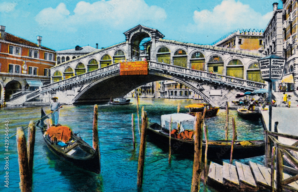 Venice Rialto bridge in the 70s