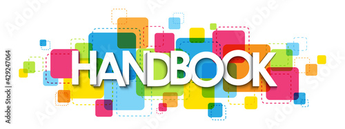 HANDBOOK colorful vector typography banner isolated on white background