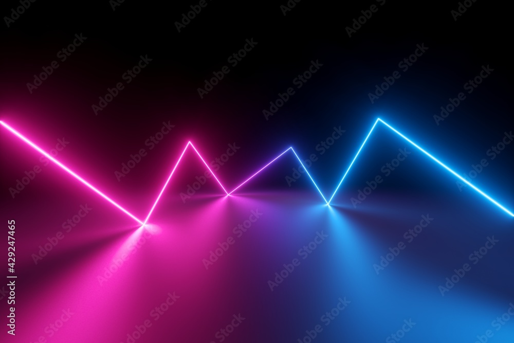 3d render, abstract background with zigzag line glowing neon light, laser beam 3d render, abstract background with zigzag line glowing neon light, laser beam
