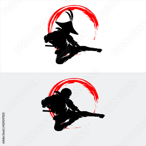 Set of ninja silhouette illustration