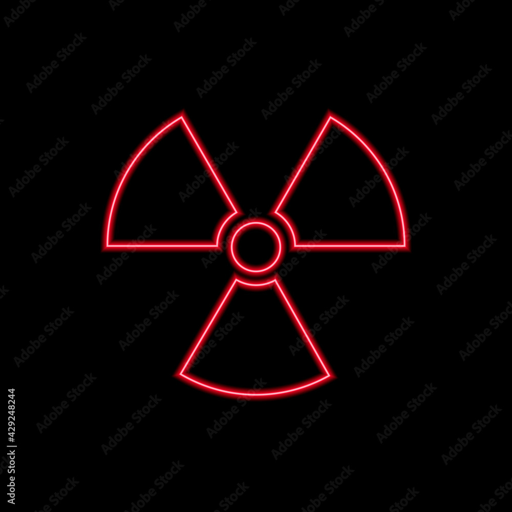 Neon Radiation icon vector. Warning radioactive sign danger symbol. Neon Radiation icon vector. Warning radioactive sign danger symbol.
