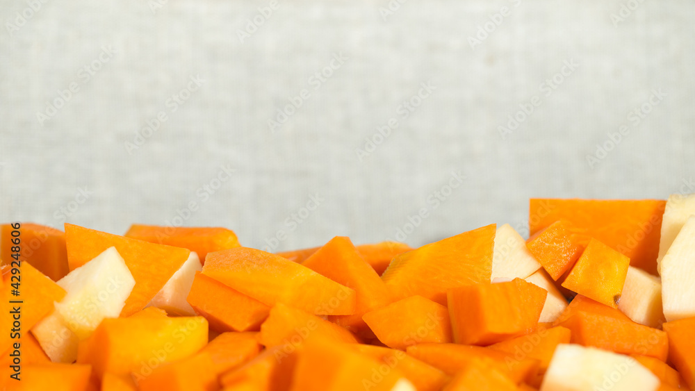 A dish of pumpkin and potatoes in sour cream sauce A dish of pumpkin and potatoes in sour cream sauce