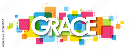 GRACE colorful vector typography banner isolated on white background