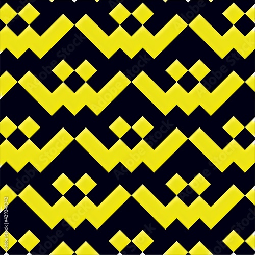 square and rectangular shaped tiles arranged to make retro video arcade game maze and puzzle shapes yellow gold on a black background 