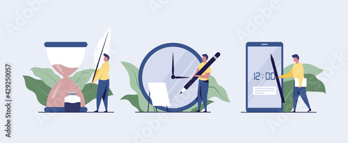 Work time concept. Time management concept, flat tiny persons vector illustration