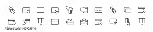 Set of simple credit card line icons.