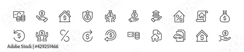 Pack of line loan icons.