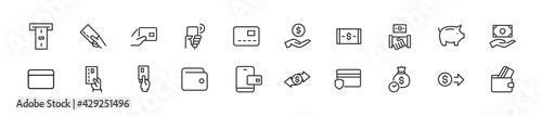 Simple line set of payment icons.
