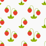Strawberry plants seamless pattern.