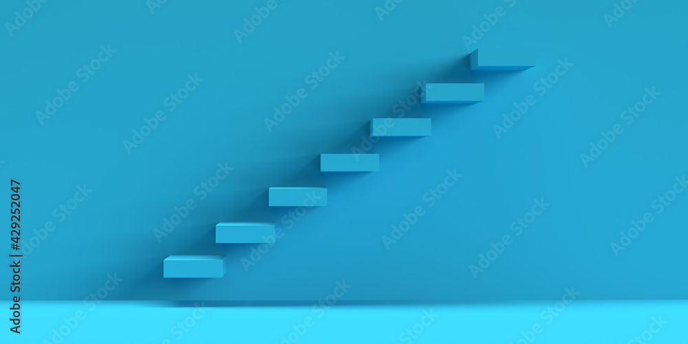 Efficient climbing ladder blocks concept: 3d rendered stair steps climbing up in minimalist design. Creative leadership, teamwork goals. Work and school achievement. Blue background with copy space Efficient climbing ladder blocks concept: 3d rendered stair steps climbing up in minimalist design. Creative leadership, teamwork goals. Work and school achievement. Blue background with copy space