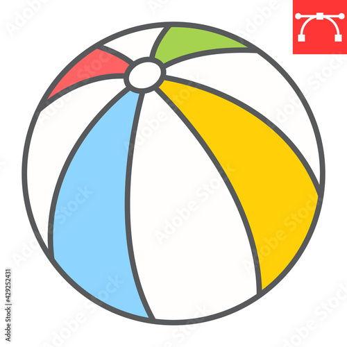 Beach ball color line icon, toy and tourism, beachball vector icon, vector graphics, editable stroke filled outline sign, eps 10 photo
