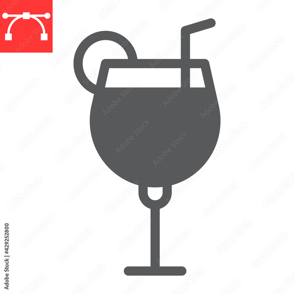 Cocktail glyph icon, beverage and alcohol, cocktail vector icon, vector graphics, editable stroke solid sign, eps 10 Cocktail glyph icon, beverage and alcohol, cocktail vector icon, vector graphics, editable stroke solid sign, eps 10