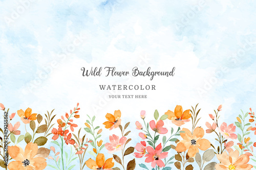 Wild flower background with watercolor