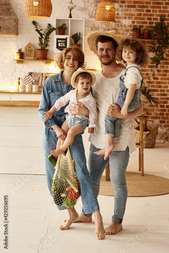 happy family having fun in the kitchen