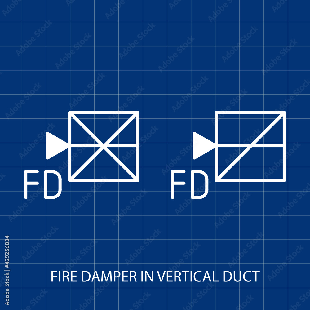 Symbol of Fire Damper in Vertical Duct Vector illustration Symbol of