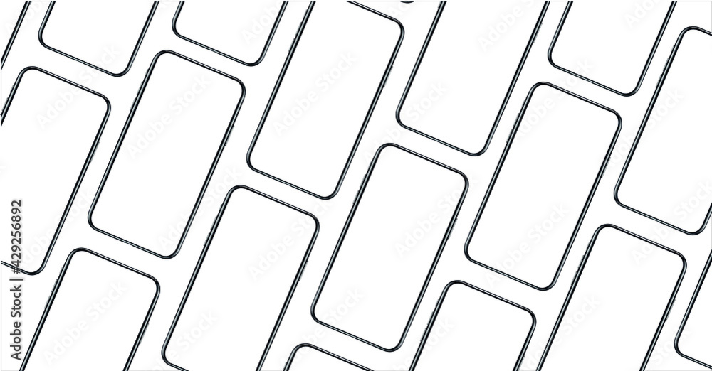 Realistic smartphone mockup, blue, gold, silver and black mobile isolate concept with blank screens. High detailed 3d vector phone in front view ready to show app and web design. Vector illustration.