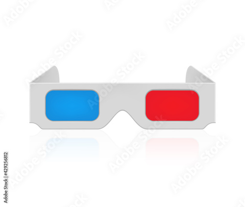 Cardboard 3D glasses for the cinema. Vector illustration