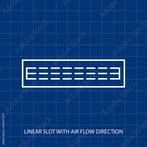 Symbol of Linear Slot With Air Flow Direction Vector illustration Symbol of Mechanical System
