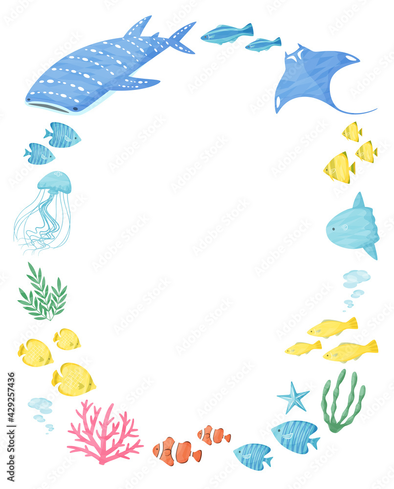 colorful illustration of sea creatures