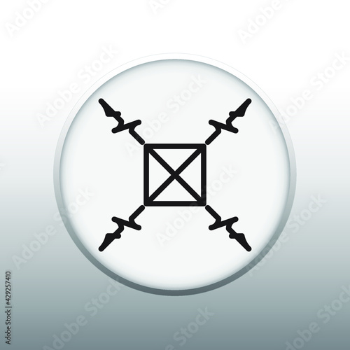 Symbol of Square Ceiling Diffuser 4 Way Throw Vector illustration Symbol of Mechanical System