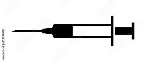 Vaccine Jab Syringe Needle Flat Icon. Vector Image.