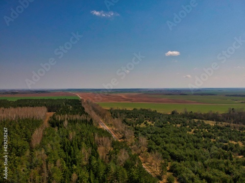 Aerial view of countryside in Belarus