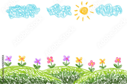 Kids children child paint drawing drawn cartoon hand drawn doodle background white space